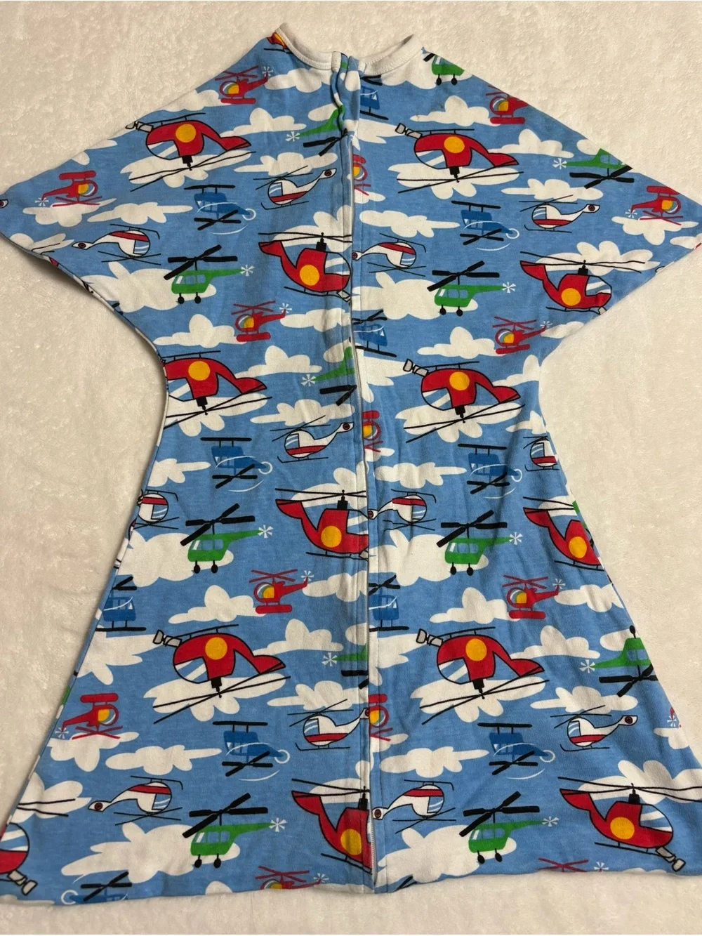 Blue Helicopter Print Kids Zip-Front Sleep Sack